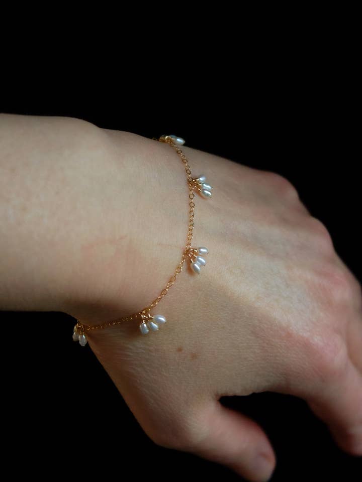 Pearl Trio Droplets Bracelet for wholesale by Christine Elizabeth Jewelry