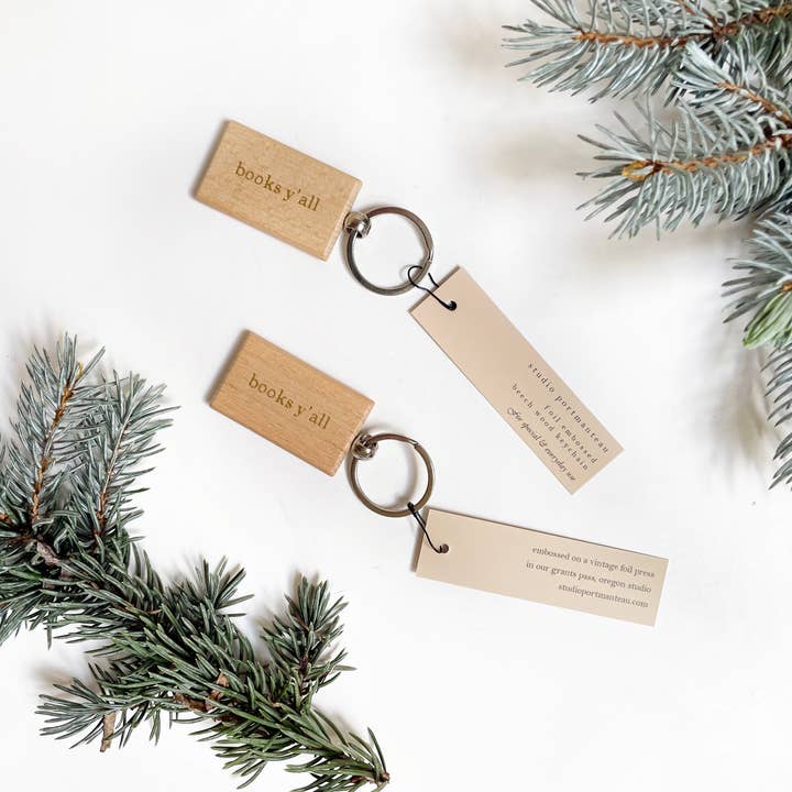 Studio Portmanteau - Wholesale Keychain - Unisex - Foil Embossed Custom Text Beech Wood Keychain