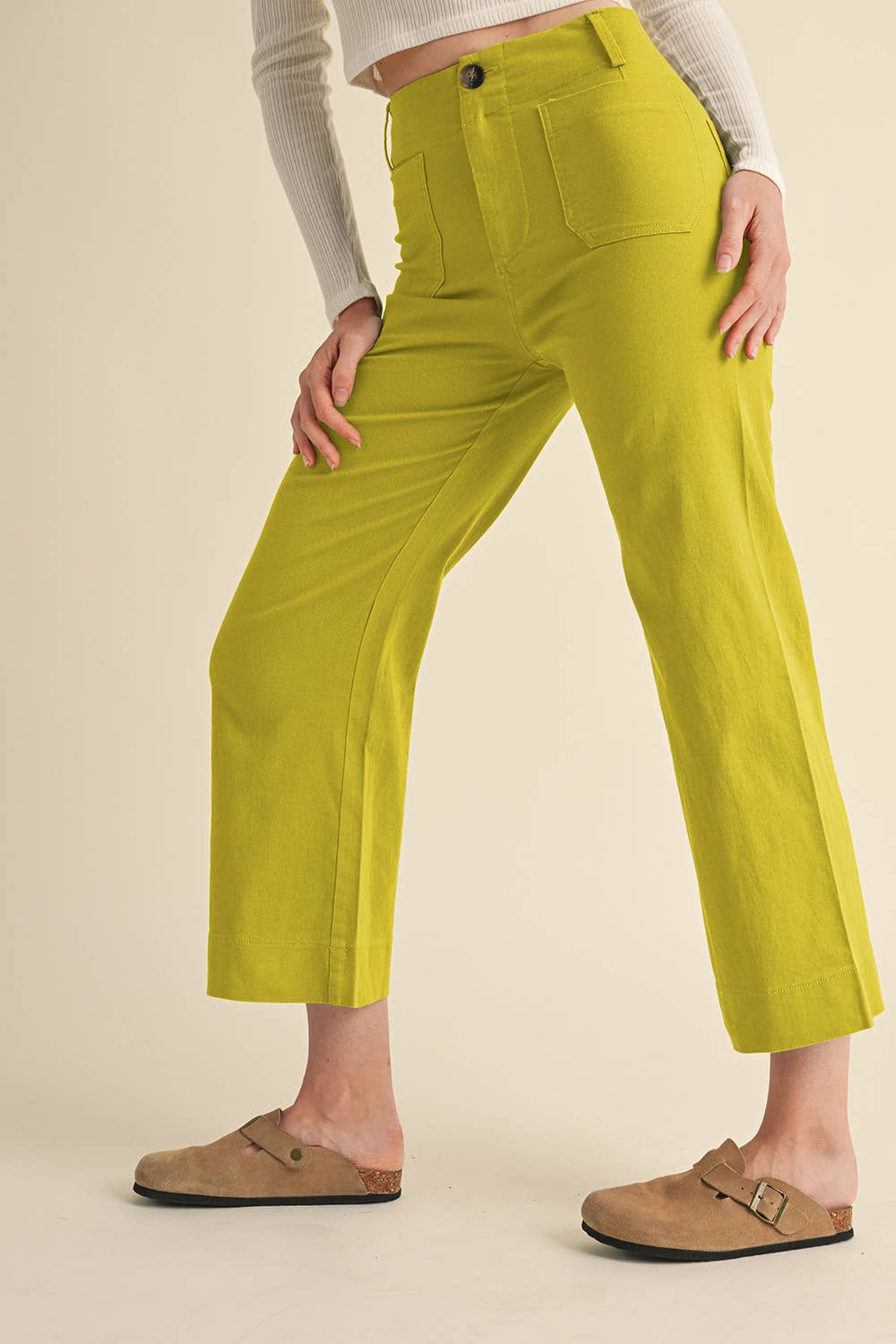 &MERCI - Wholesale Pants - Women's - HIGH WAIST CROPPED WIDE LEG PANTS MP330318