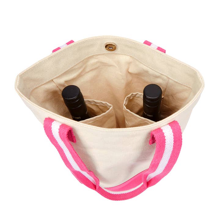 Pomegranate Hamptons Wine Tote for wholesale on Faire