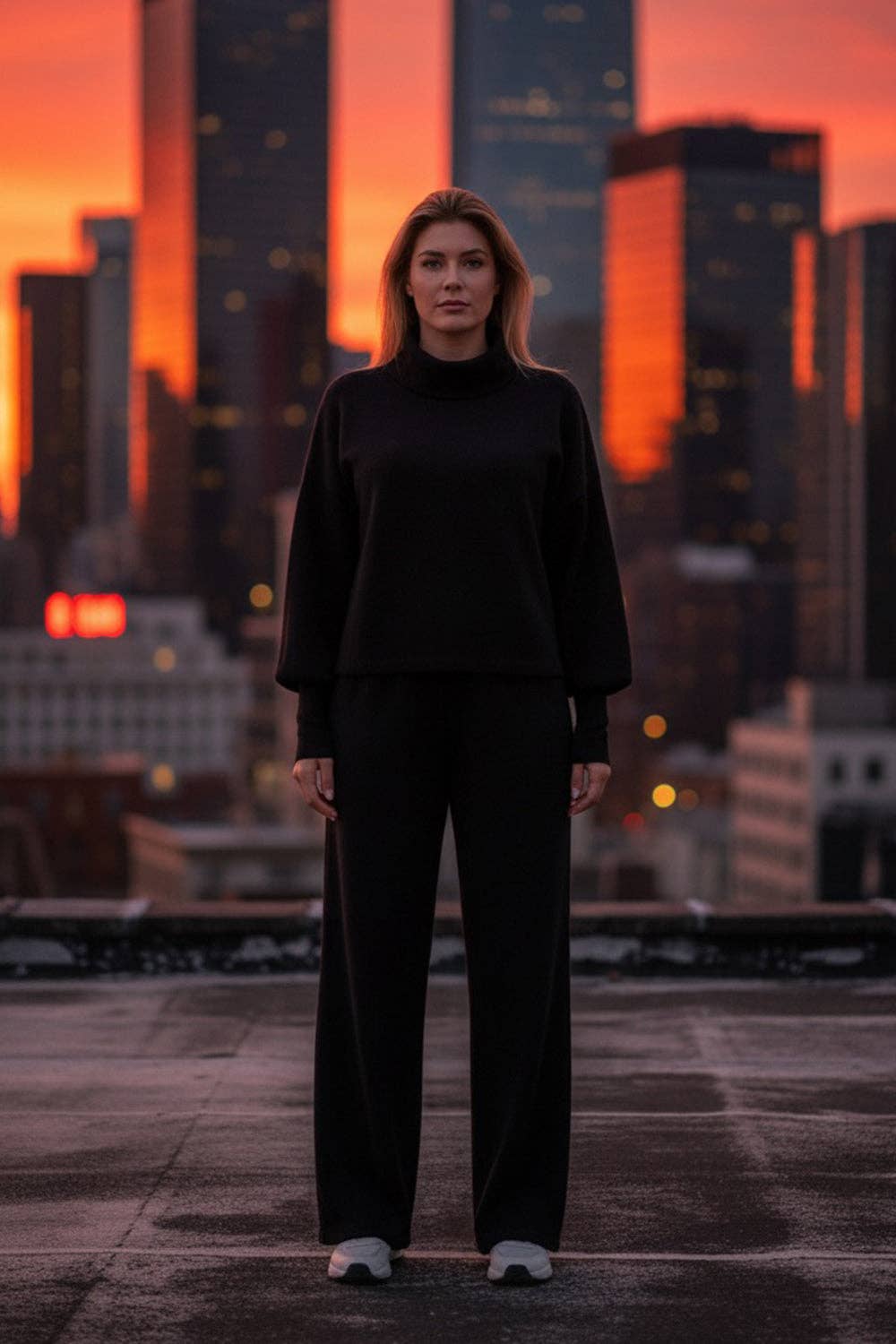 Azuri Fashion Group - Wholesale Lounge Set - Women's - Black walking suit made of soft knitted angora