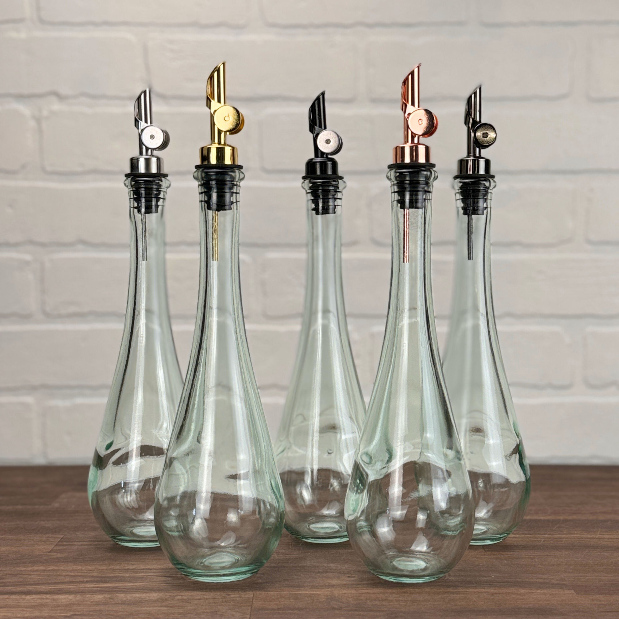 Blush Apothecary - Wholesale Oil/Vinegar Dispenser - 11.8-ounce Raindrop Clear Glass Bottle, Weighted Pour Spout0