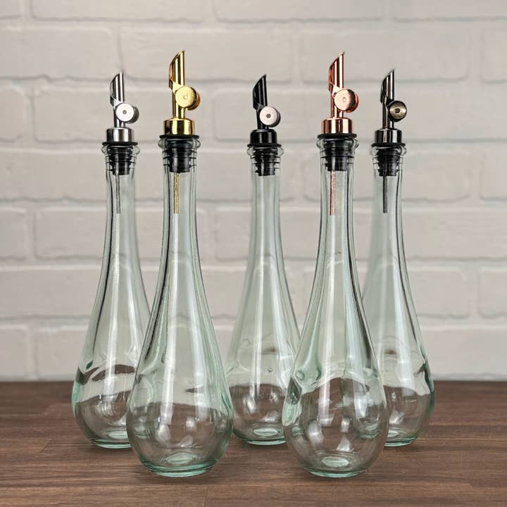 Blush Apothecary - Wholesale Oil/vinegar dispenser - 11.8-ounce Raindrop Clear Glass Bottle, Weighted Pour Spout