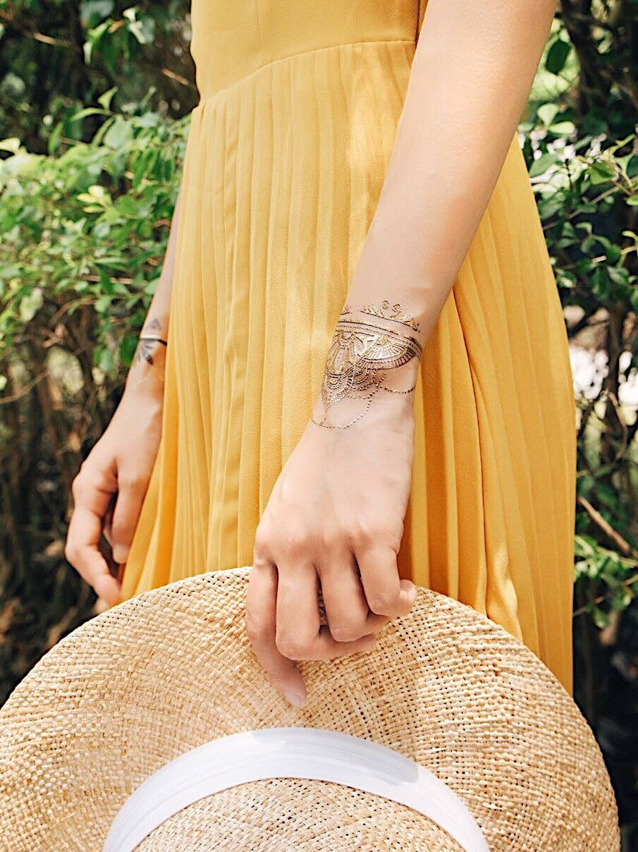 PAPERSELF - Wholesale Temporary Tattoo - Henna Gold Temporary Tattoos Stickers