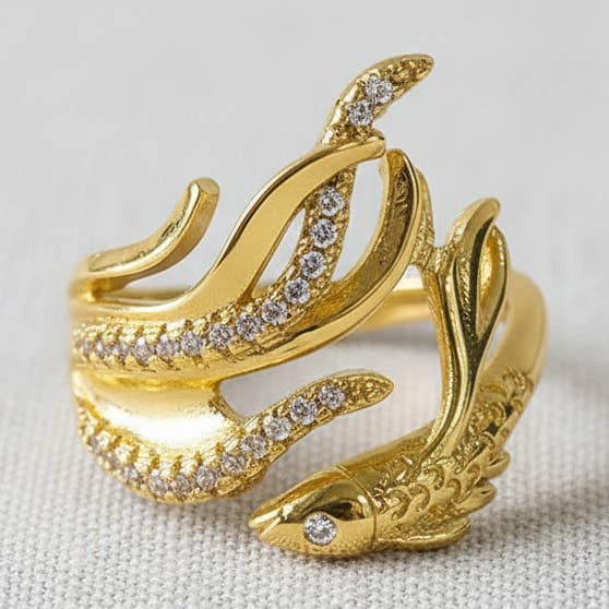 Bague Ouverte Motif Poisson en Zircone pour la vente par scentll jewelry