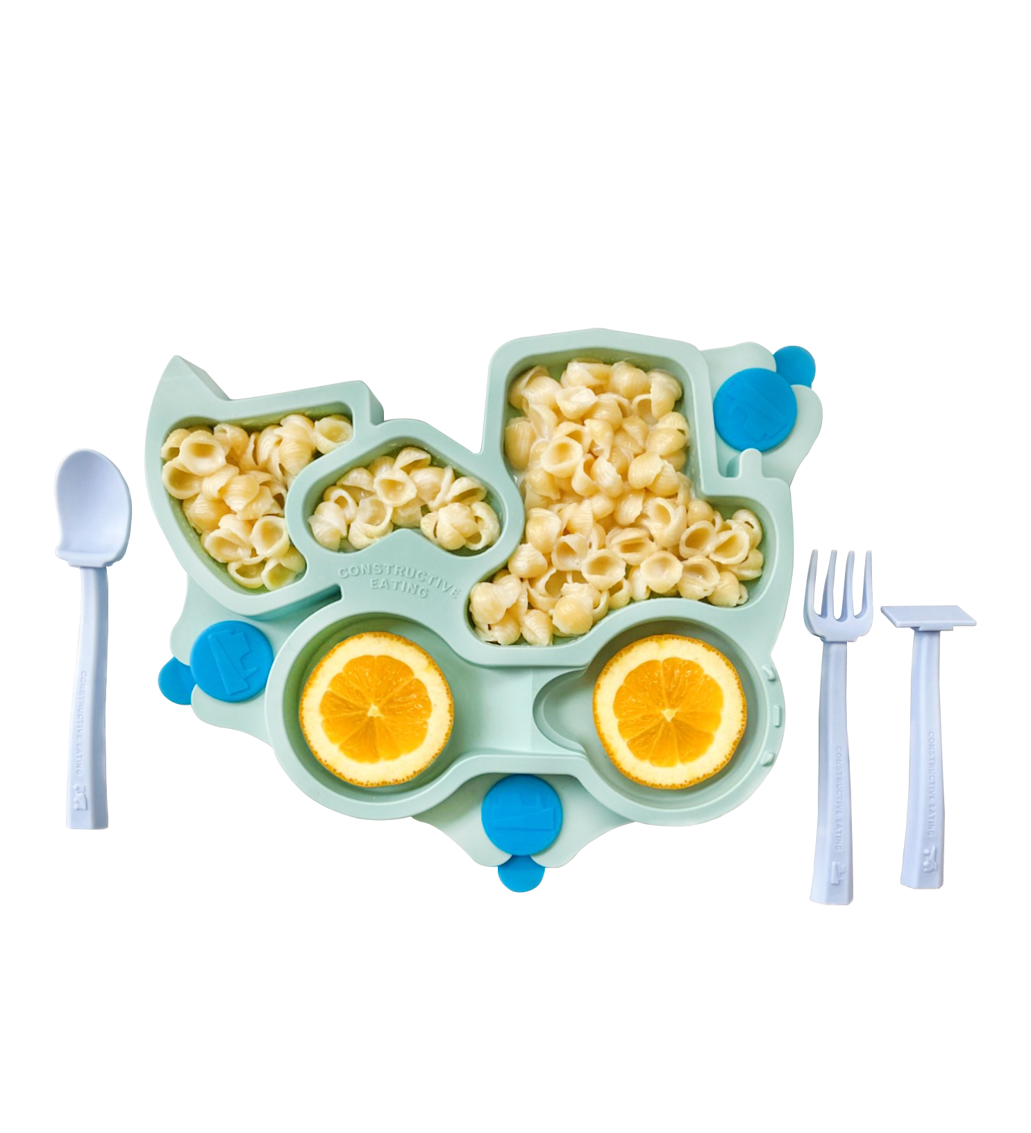 Constructive Eating - Venta al por mayor Plato grande - Niños y bebés - Placa de succión para camiones y utensilios de entrenamiento1