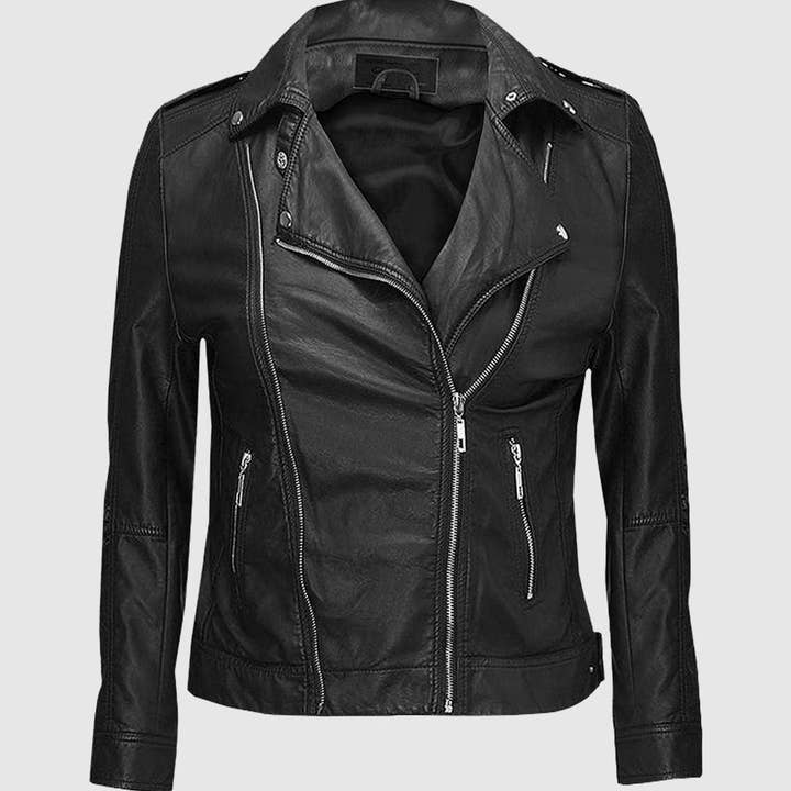 Luxe Rider Dames Zwarte Jas voor wholesale door The Royale Leather