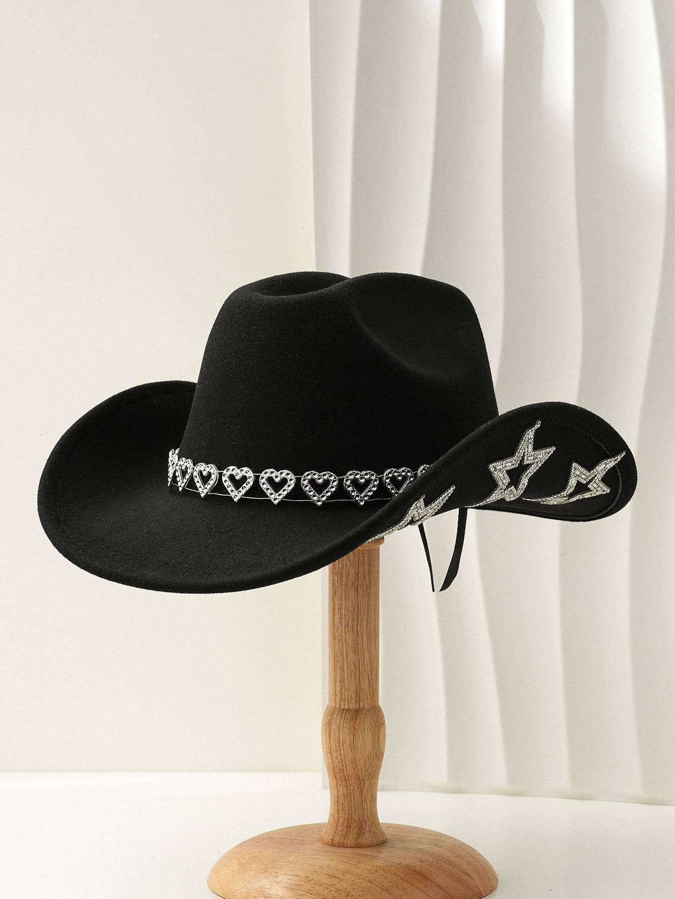 PEACH ACCESSORIES - Vendita all'ingrosso Cappello da cowboy - Donna - Cuore Scintillante & Stella Cappello da Cowboy Western WA2170