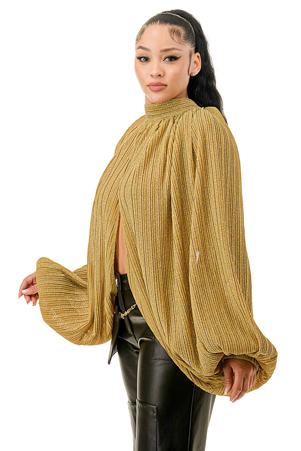 Ariel USA - Wholesale Blouse - Women's - Voluminous Balloon Sleeve Blouse2