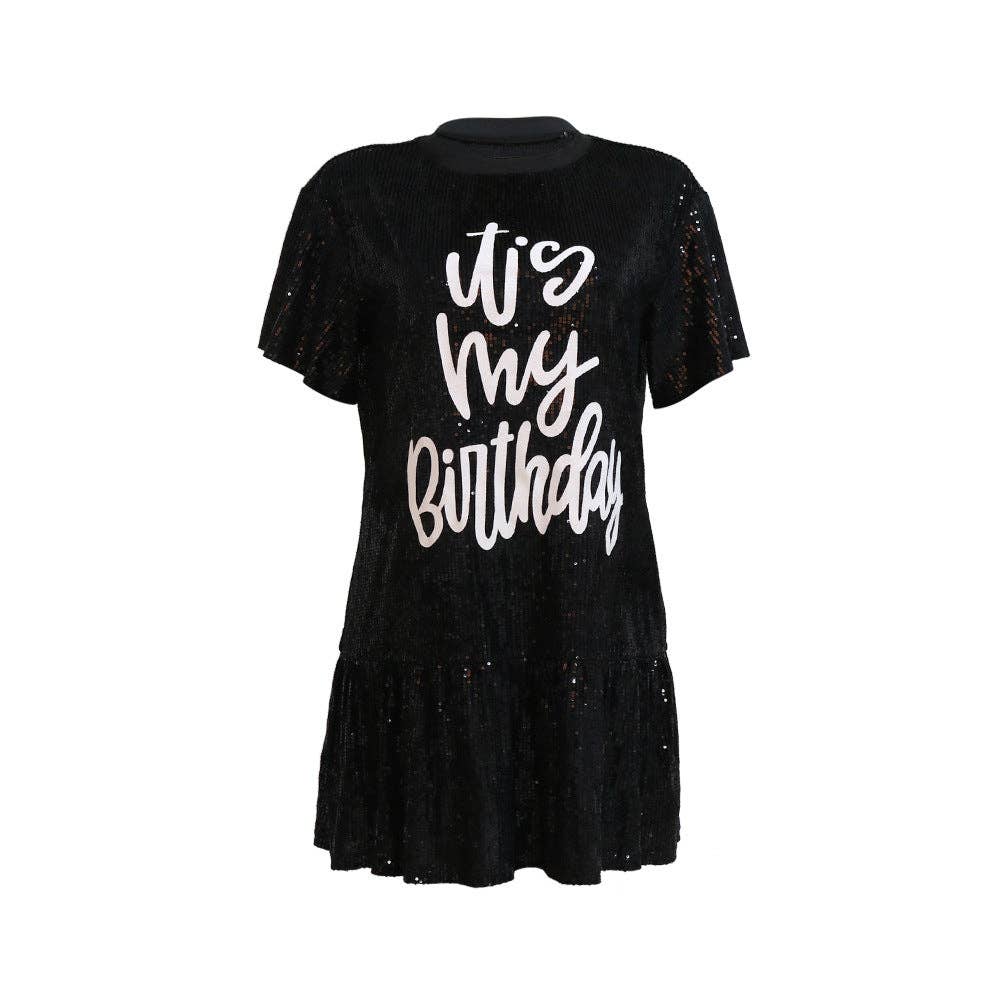 MB Fashion Wholesale - Wholesale Dress - Women's - MB FASHION SEQUIN PRINTED BIRTHDAY MINI DRESS 0541LY17