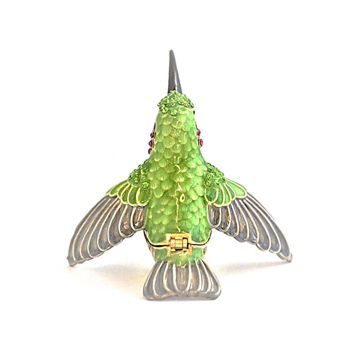 Ciel Collectables - Wholesale Jewelry Box/Organizer - Small Humming Bird Trinket Box. Hand Painted Green Enamel1