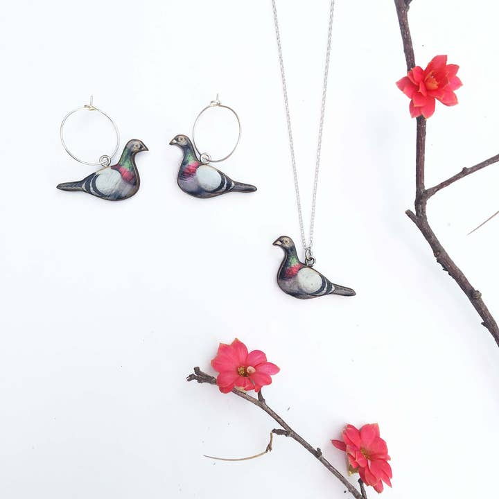 Fen & Co - Vente Parures de bijoux - Collier Pigeon ou boucles d'oreilles Pigeon