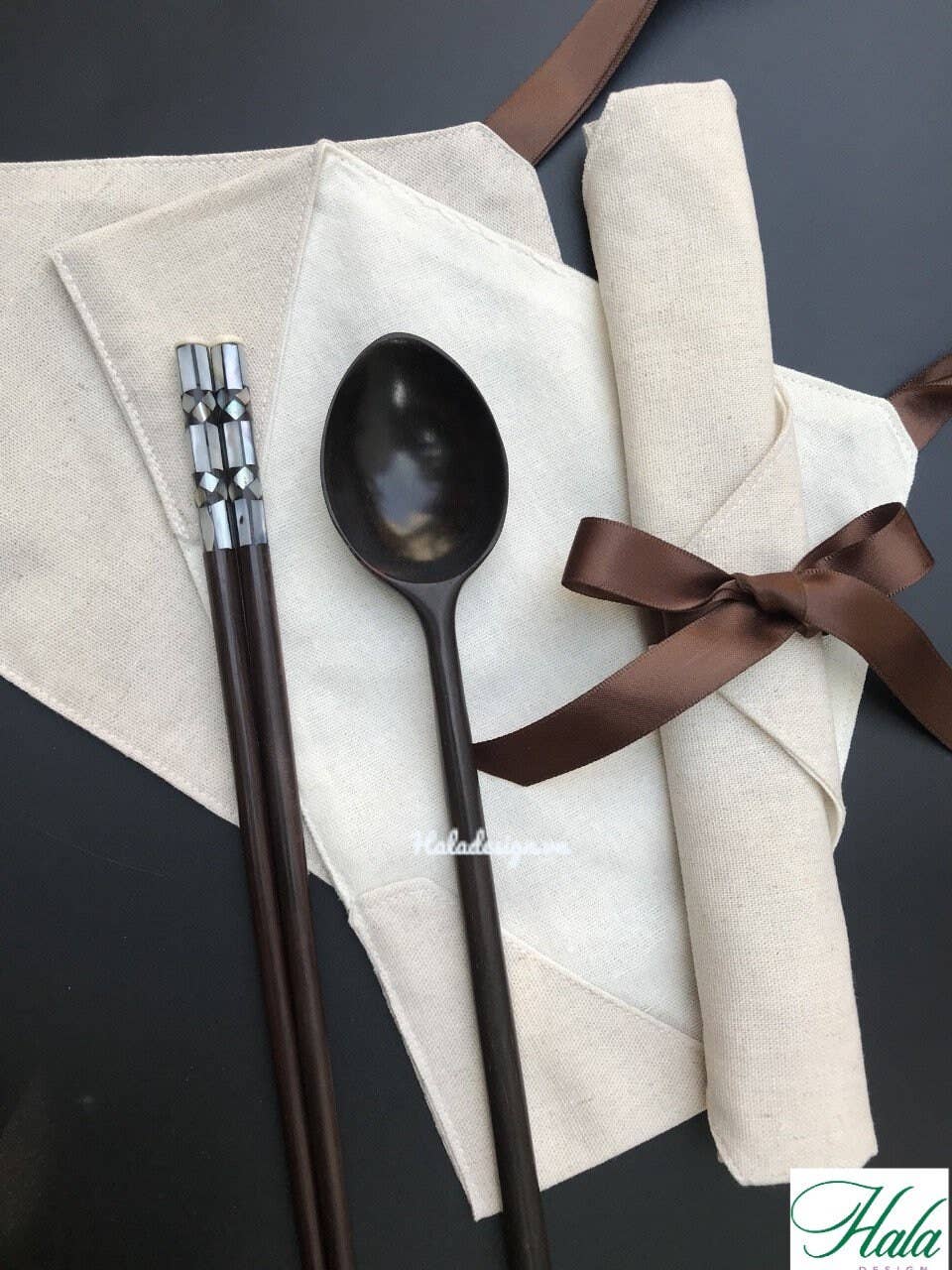 Hala Design - Wholesale Chopsticks - 01 Handmade Rosewood Chopstick Pair with Linen Cutlery Case7