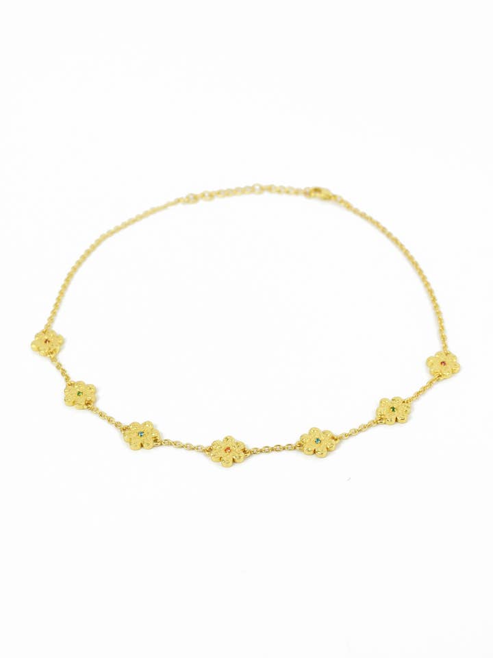 COLLANA A CATENA CON FIORI IN ORO MARTELLATO per la vendita all'ingrosso da parte di My Doris