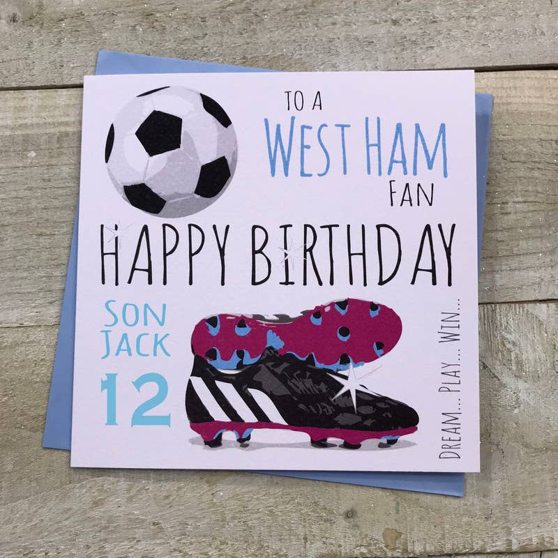 White Cotton Cards - Wholesale Birthday Card - Happy Birthday To A West Ham Fan (FFP12 & XFFP12)2