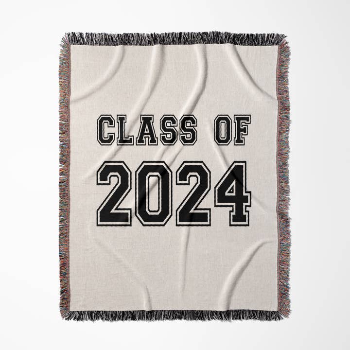 3dRose – Großhandel Überwurfdecke – 3dRose, Klasse von 2024 - Abschlussgeschenk - Absolvent, der die High School, Universität oder Hochschule abschließt, schwarz, Decke0