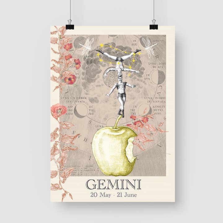 Póster del signo zodiacal Géminis - A3 para venta al por mayor de sidonie blondel