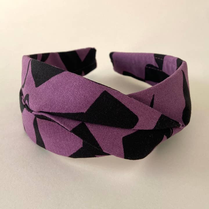 Nuevemi - Wholesale Fashion Headband - Women's - PURPLE AND BLACK POLKA DOT TURBAN HEADBAND TWIST0