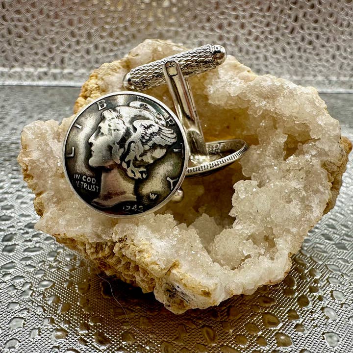 Mountainstruck Coin Rings and Jewelry - Wholesale Cufflinks - U.S. Silver Mercury Dime Domed Coin Cufflinks