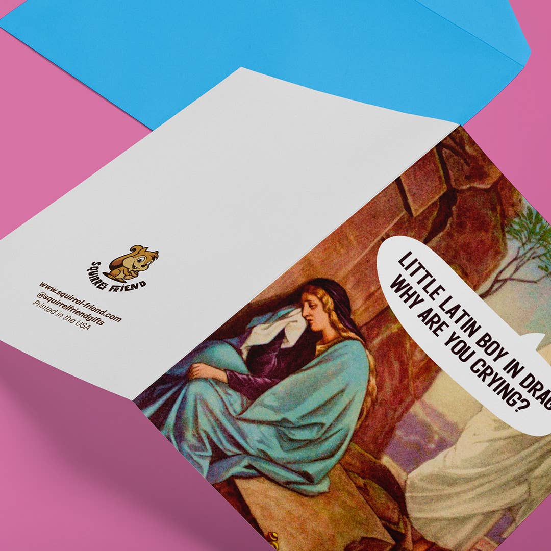 Squirrel Friend Gifts - Vendita all'ingrosso Biglietti di auguri generici - Ragazzino Latino in Drag - Carta Pop Culture/Pasqua2