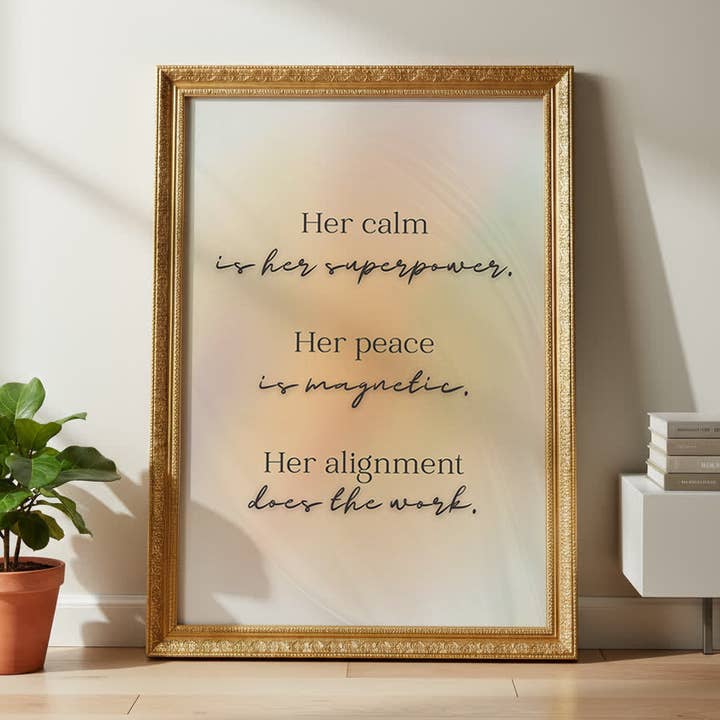 Feminine Mindset Affirmation Wall Art on Vintage Gold Frame for wholesale by Your Bold Essence
