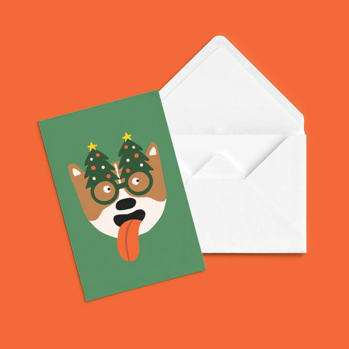 Anne-Julie Dudemaine - Vendita all'ingrosso Biglietti di auguri di Natale - Biglietto natalizio «Festive Corgi»