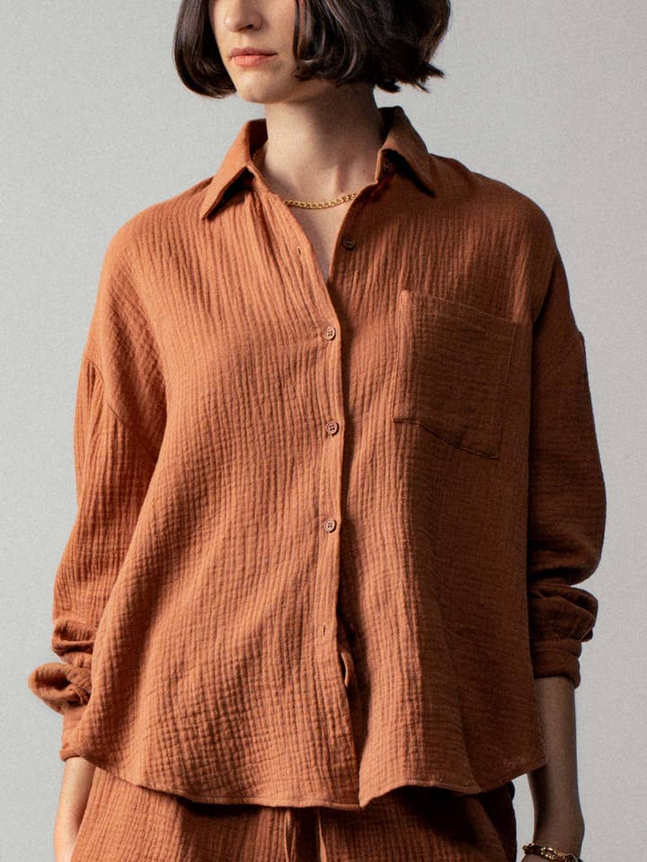 Urban Daizy - Wholesale Lounge Set - Women's - Crinkle Cotton Gauze Resort Button-Up Set25