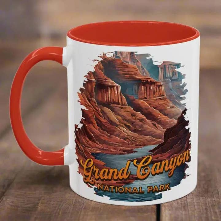 Tasse à café vue sur la rivière du parc national du Grand Canyon 11oz 15oz Bleu Noir Rose Rouge pour la vente par Park Service Apparel