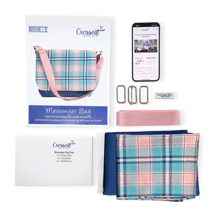 Crosscut Sewing Co. - Wholesale DIY Craft Kit - Messenger Bag Sewing Kit - DIY Beginner Sewing Project Kit Kids and Adults66