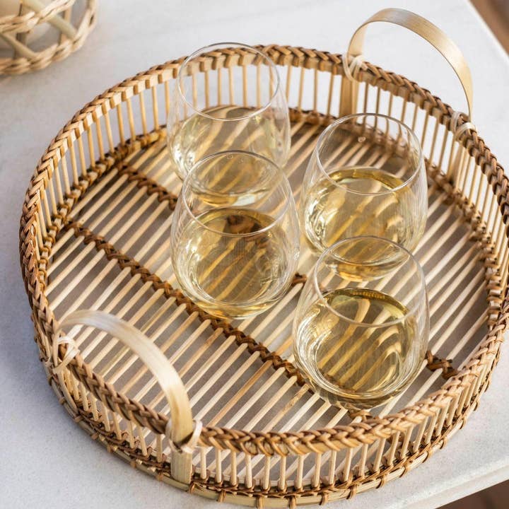 Runde braune Bambusschale 30 cm für den Großhandel von Andrea House