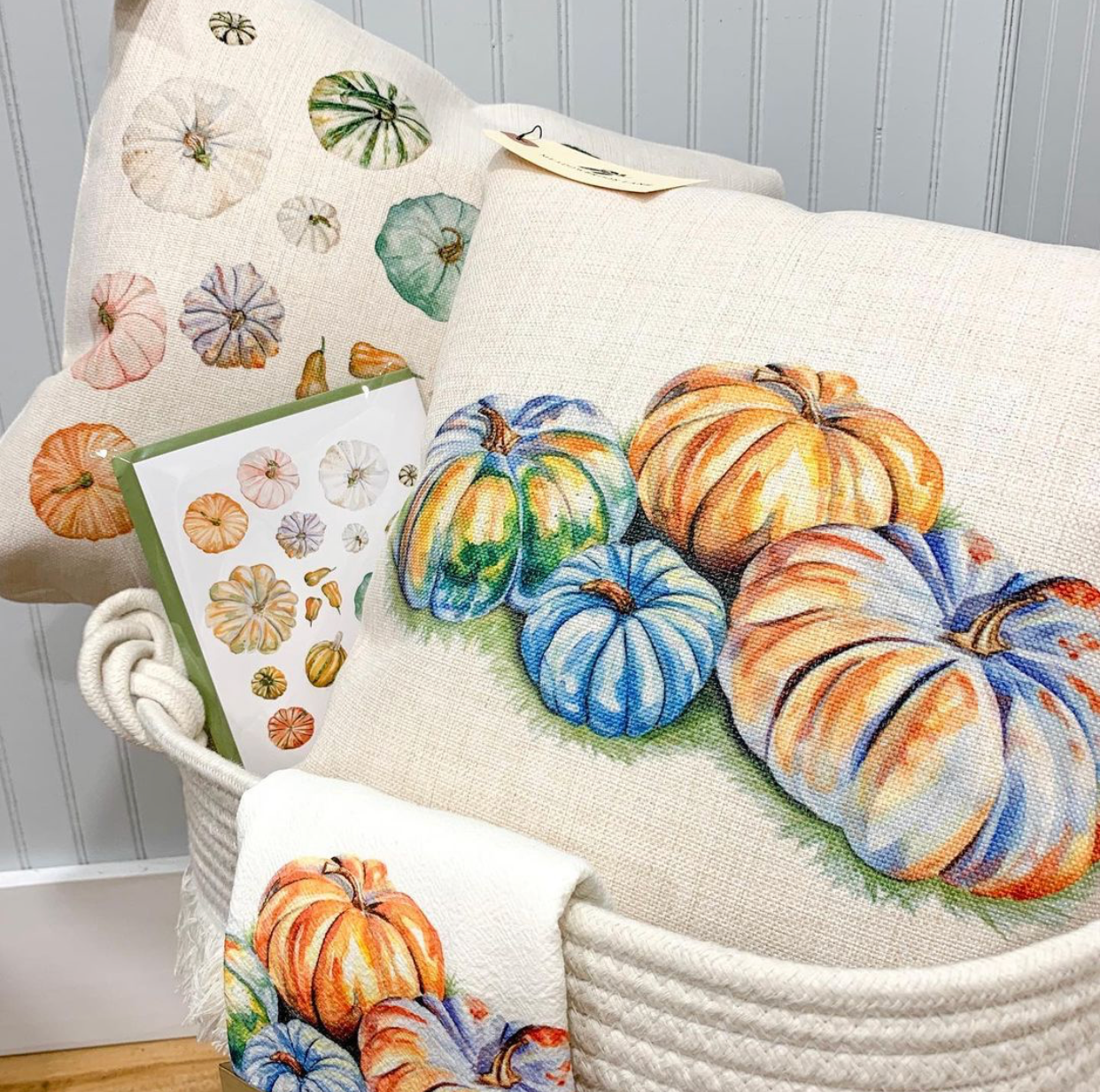 Meadowbrook Lane - Wholesale Everyday Greeting Card - Watercolor Rainbow Pumpkins Greeting Card1