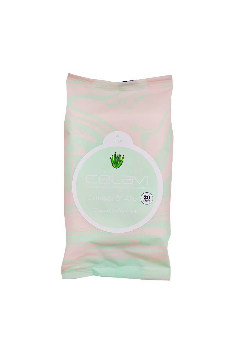 PINEAPPLE Beauty - Wholesale Face & Body Wipes - Celavi MT023 Collagen & Aloe Make-up Cleansing Towelette - 62