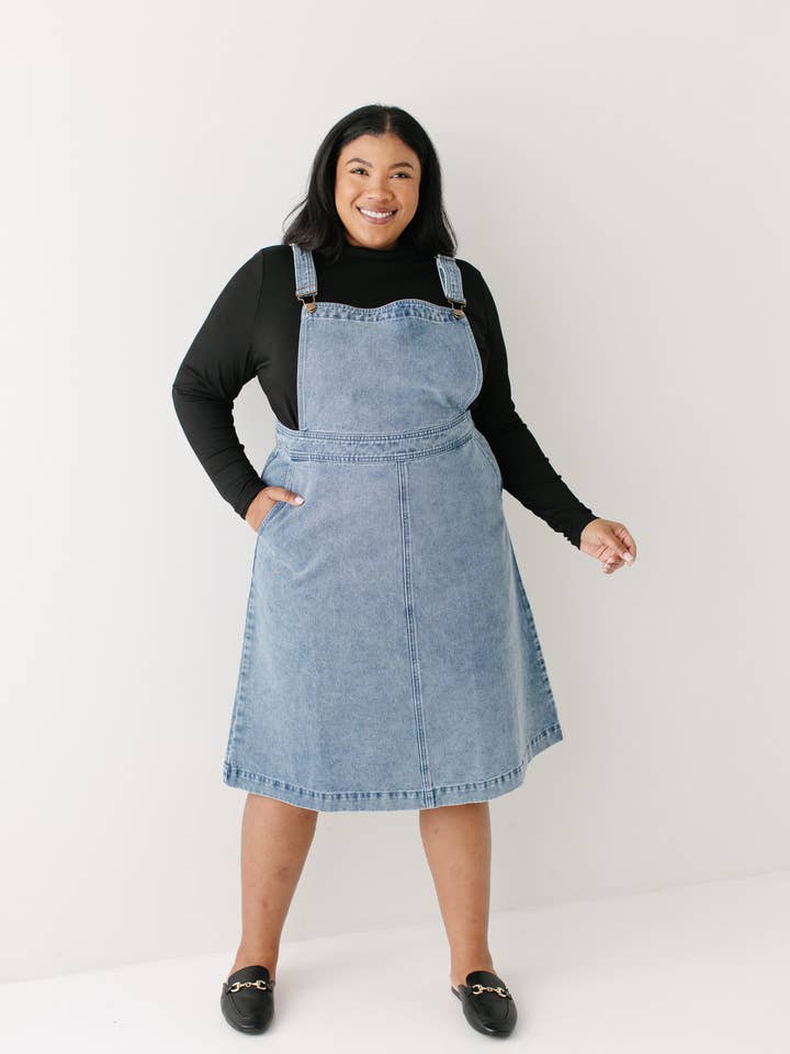 Vintage Wash 'Bailey' Denim Overall Dress for wholesale on Faire1