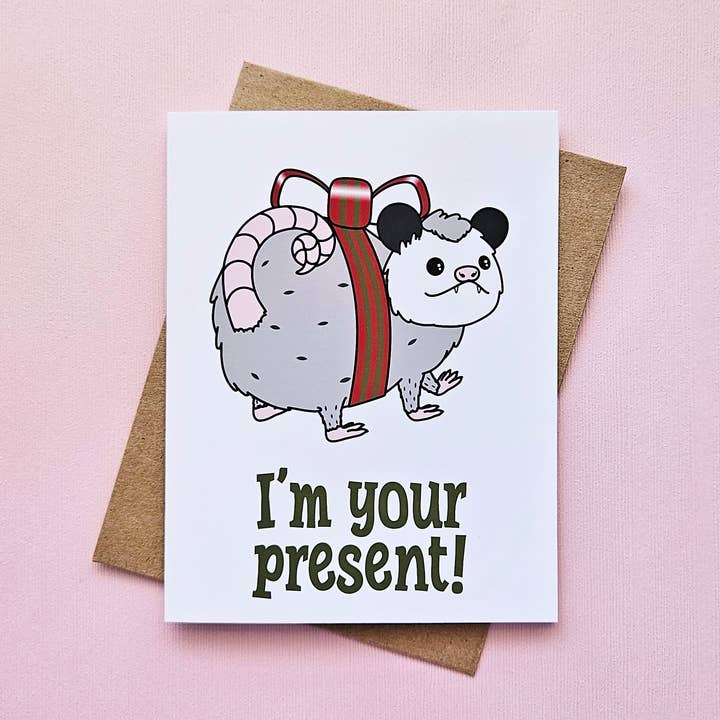 Tarjeta de felicitación "Soy tu zarigüeya presente" para venta al por mayor de These Things