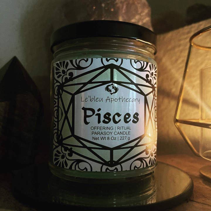 Fische Zodiac Candle für den Großhandel von Le’bleu Apothecary