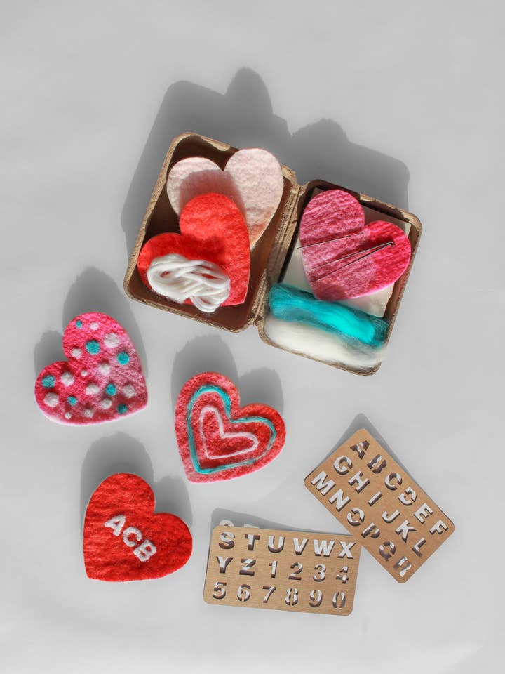 Mini Heart Felting Craft Kit for wholesale by Sheep Creek Studio