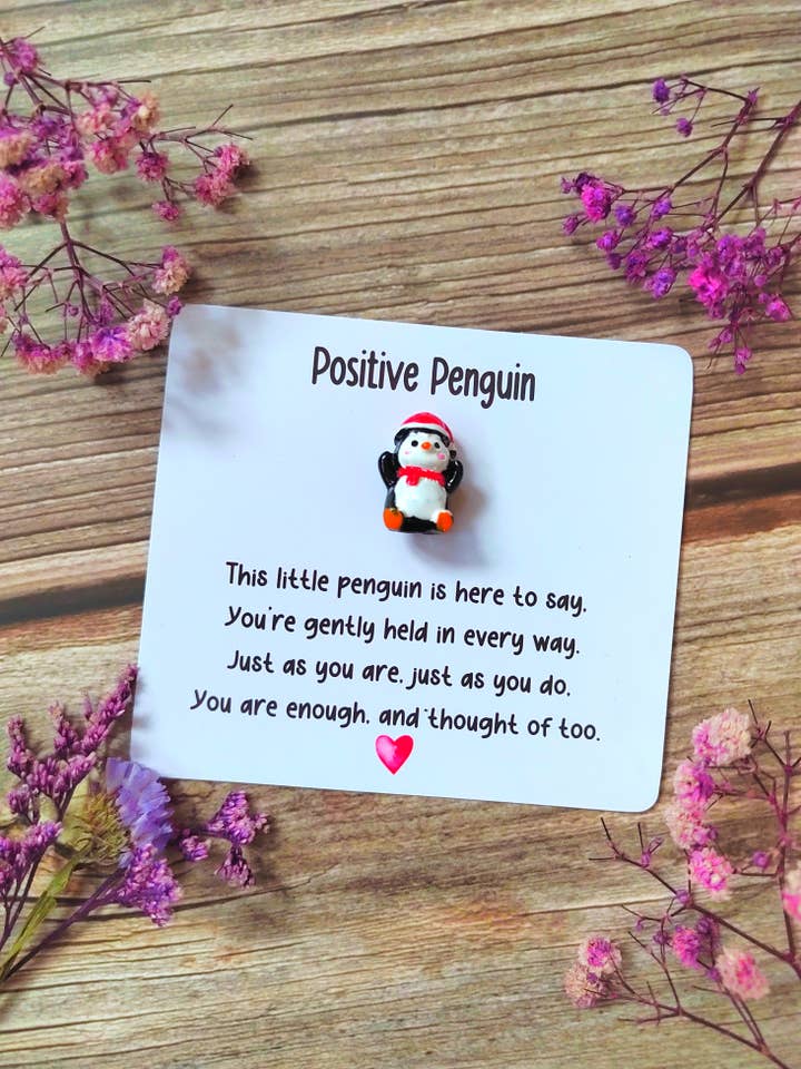 Tarjeta de pingüino positivo, tarjeta de ansiedad, tarjeta motivacional para venta al por mayor de Colourful CeCe