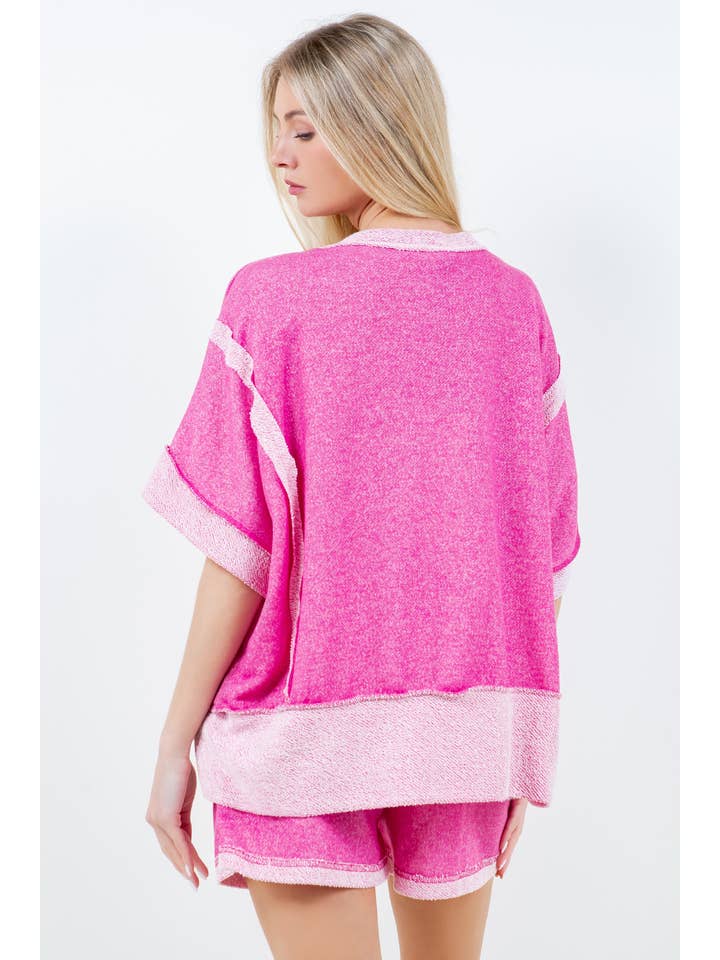 J.Her – Großhandel Strickoberteil – Damen – Übergroßes Oberteil mit kontrastierendem Band auf der Rückseite HT40288