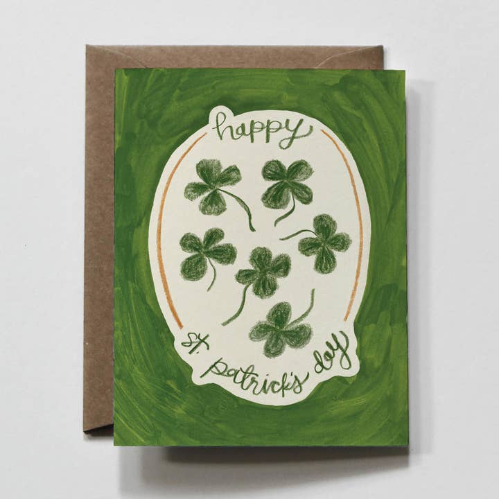 Clásica Tarjeta de Felicitación de San Patricio | Trébol de la Suerte para venta al por mayor de everglow handmade