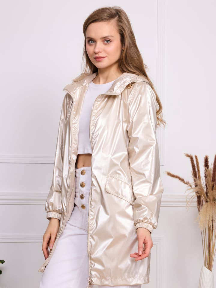 SOFTY - Vente Veste – femme - Blouson à capuche imperméable effet irisé S56021
