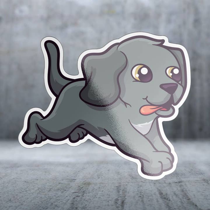 Autocollant - Braque de Weimar dessin animé pour la vente par Two Feet Treats