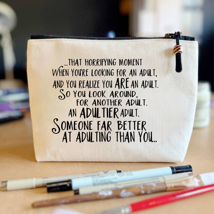 Pretty Clever Words - Wholesale Pouch - Women's - Canvas Pouch Lined Zip Bag - Adultier Adult2