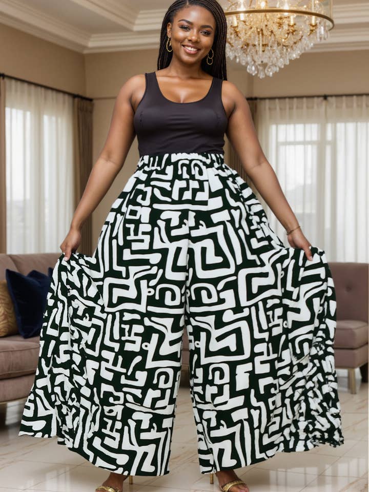 KaraChic - Wholesale Pants - Women's - 240 - Ankara Palazzo Pants With Big Side Pockets4