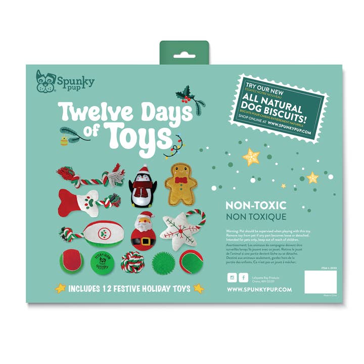 Spunky Pup - Wholesale Pet Plush Toy - Dog - Advent Calendar - 12 Days of Toys