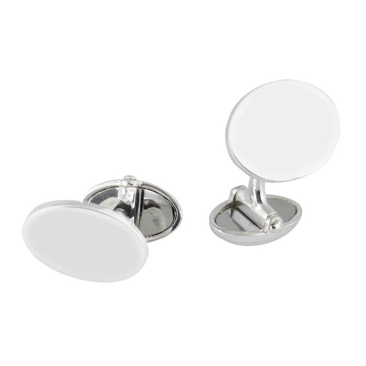 Ovale zilveren manchetknopen voor wholesale door Dancing With Jewels