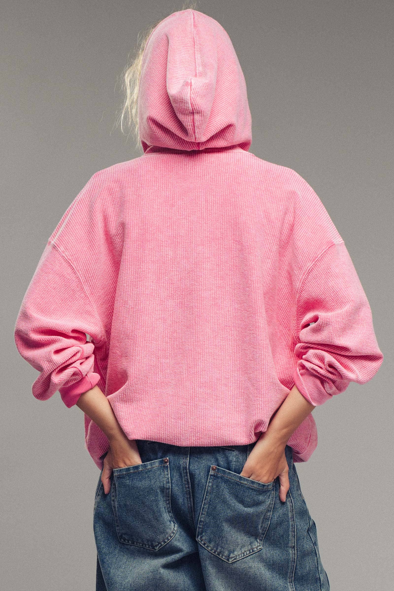 Urban Daizy - Wholesale Hoodie - Women's - Oversized Ribbed Dolman Sleeve Hoodie4