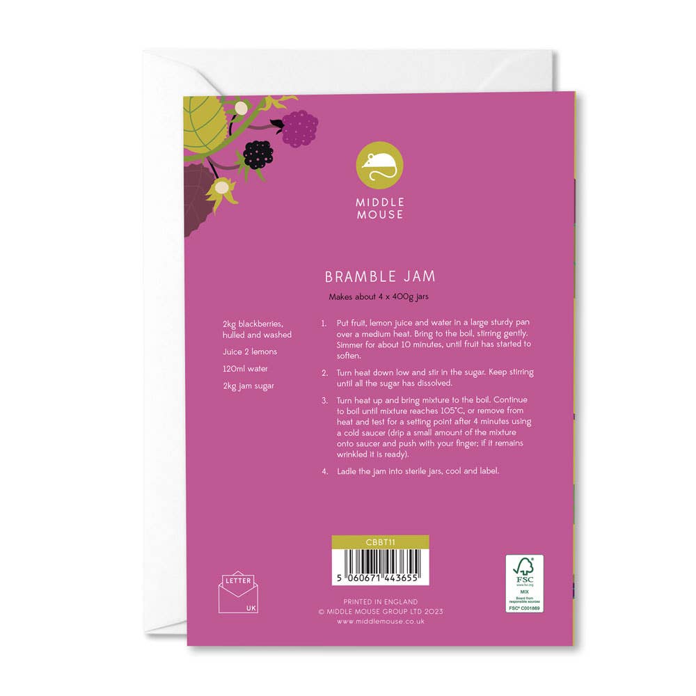 Middle Mouse – wholesale Birthday card – Bramble Birthday card with recipe1