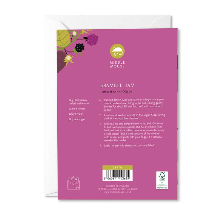 Middle Mouse - Wholesale Birthday Card - Bramble Birthday card with recipe1