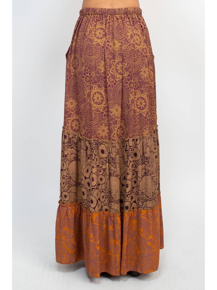 Lakhays Collection Inc. - Wholesale Skirt - Women's - Tiered Lace Print Maxi Skirt
