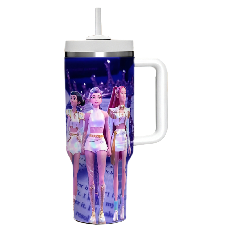 Auraquise - Wholesale Insulated Mug/Tumbler - KPOP Demon Hunters 40oz Insulated Tumbler with Handle and Straw Car Travel Mug, Hot & Cold Stainless Steel Cup2